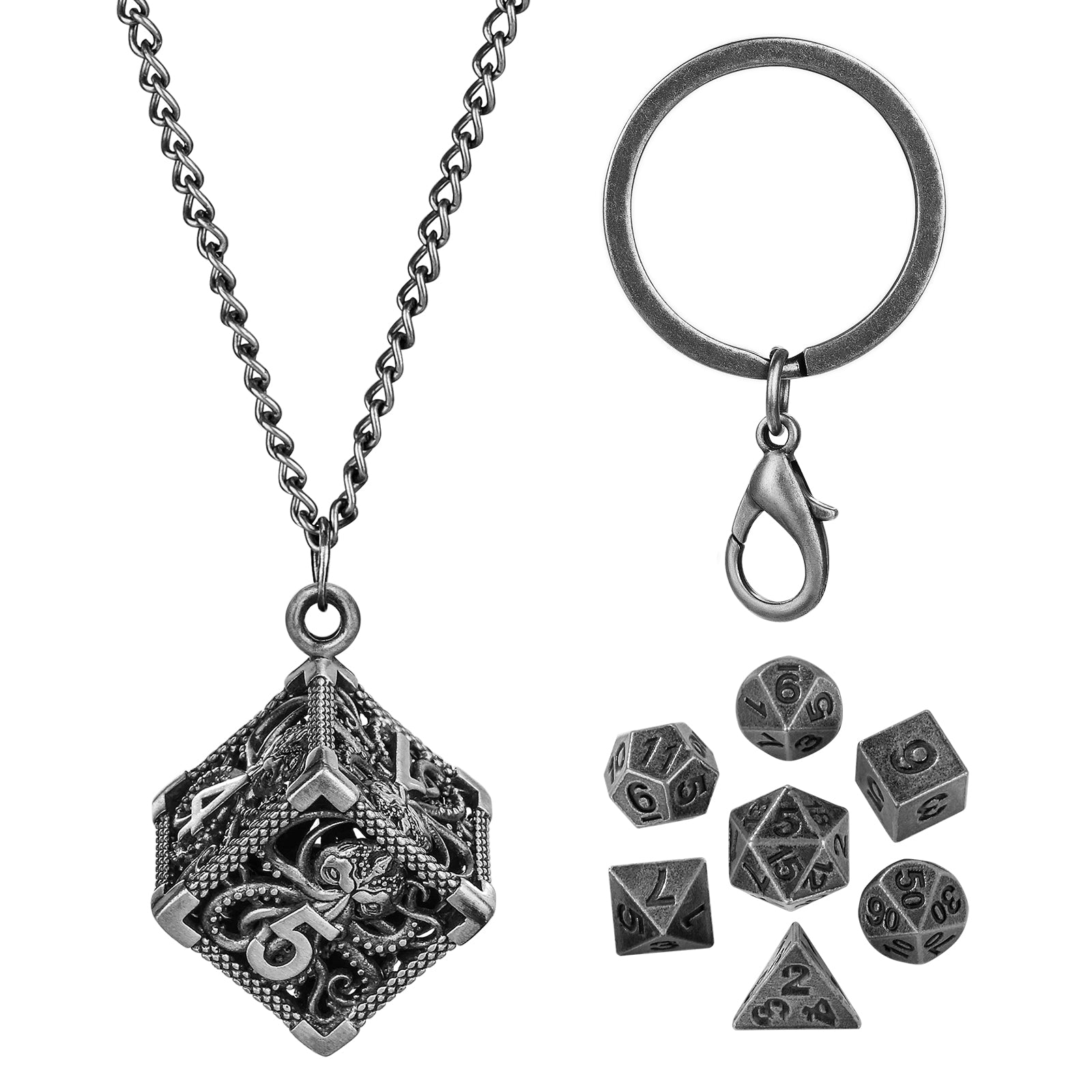 DIEACE C&C Octopus Keychain Metal Dice Set