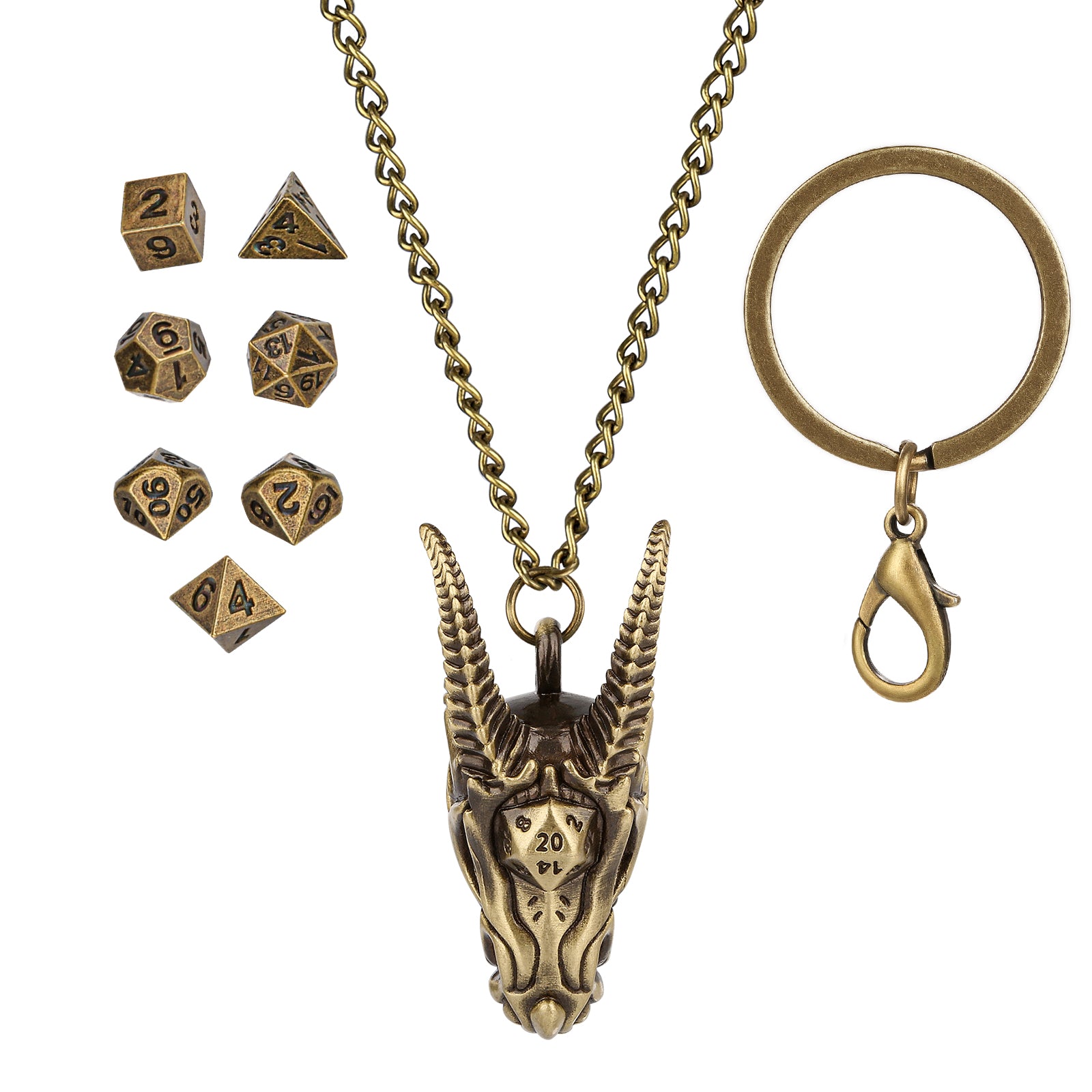 DIEACE D&D Dragon Head Keychain Metal Dice Set