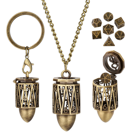 DIEACE D&D Bullet Keychain Metal Dice Set