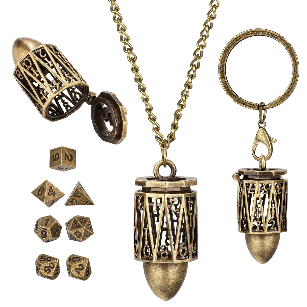 DIEACE D&D Bullet Keychain Metal Dice Set