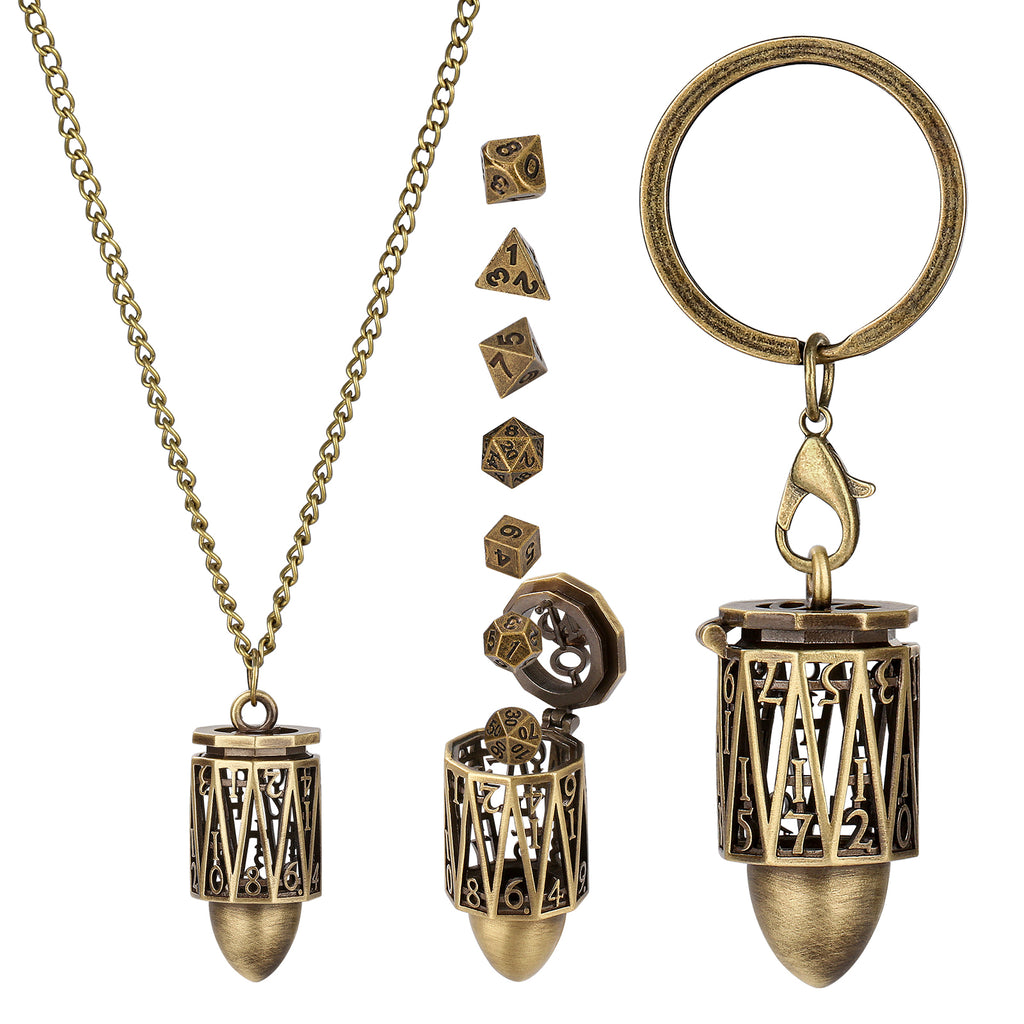 DIEACE D&D Bullet Keychain Metal Dice Set