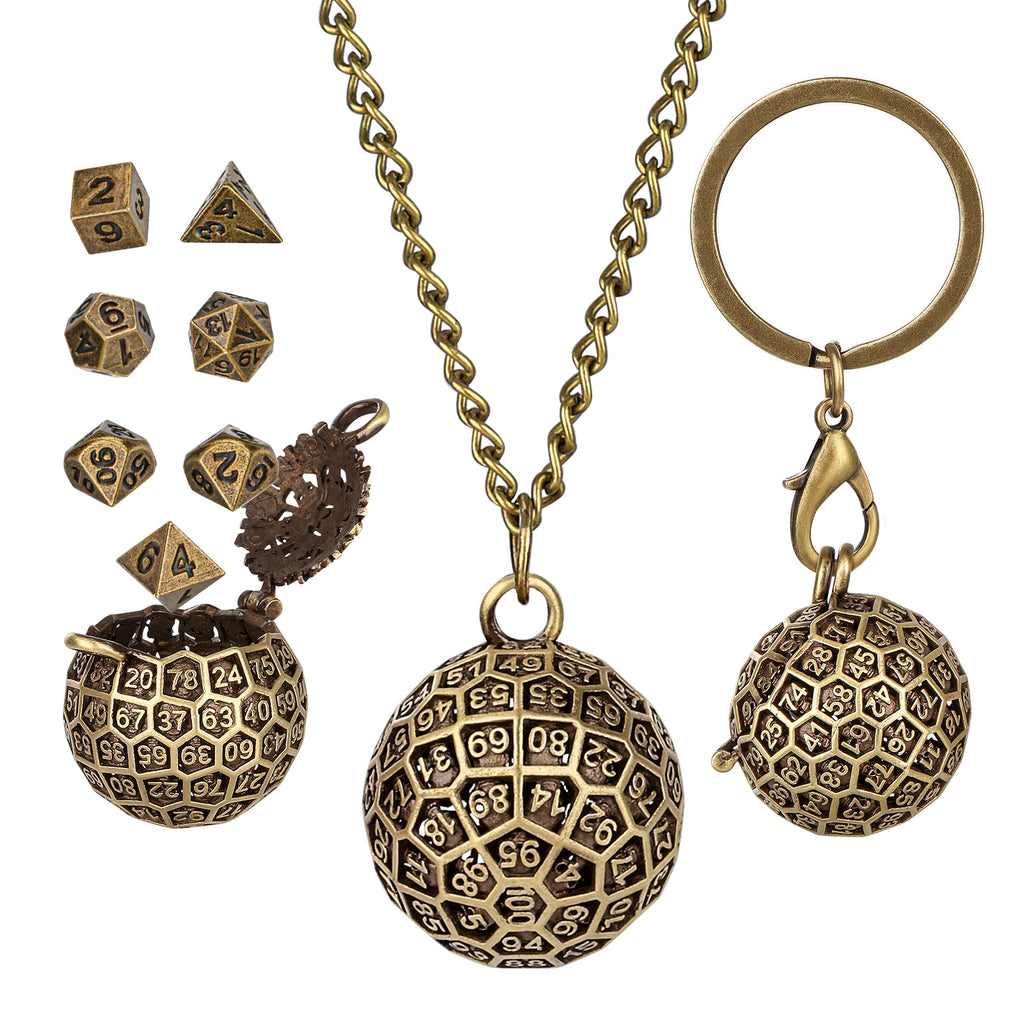 DIEACE D&D 100-Sided Keychain Metal Dice Set