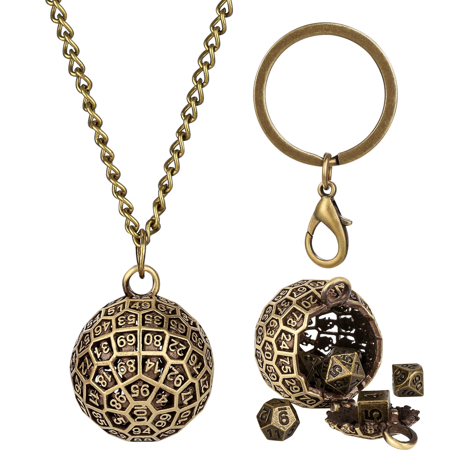 DIEACE D&D 100-Sided Keychain Metal Dice Set