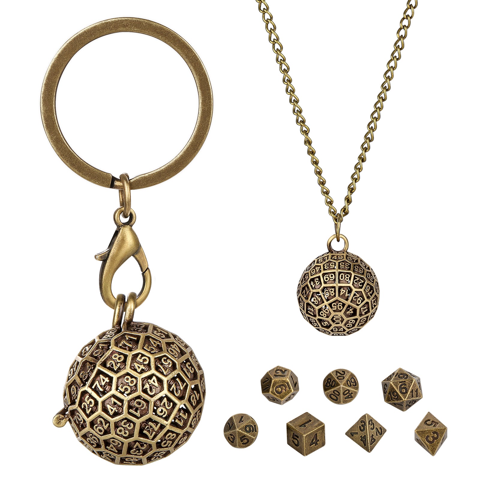 DIEACE D&D 100-Sided Keychain Metal Dice Set