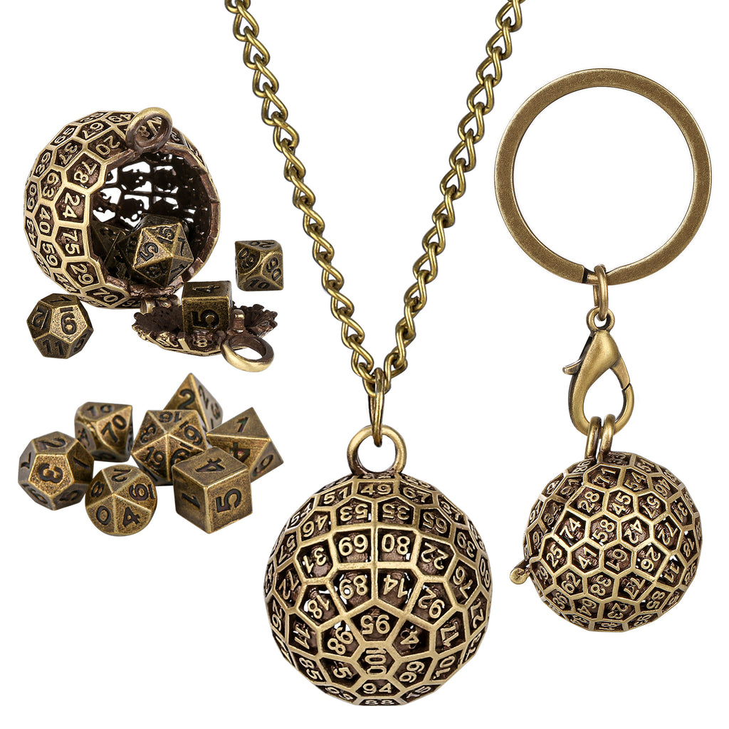 DIEACE D&D 100-Sided Keychain Metal Dice Set