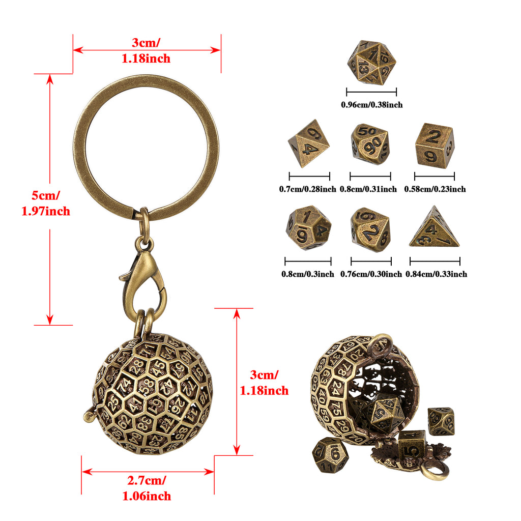 DIEACE D&D 100-Sided Keychain Metal Dice Set
