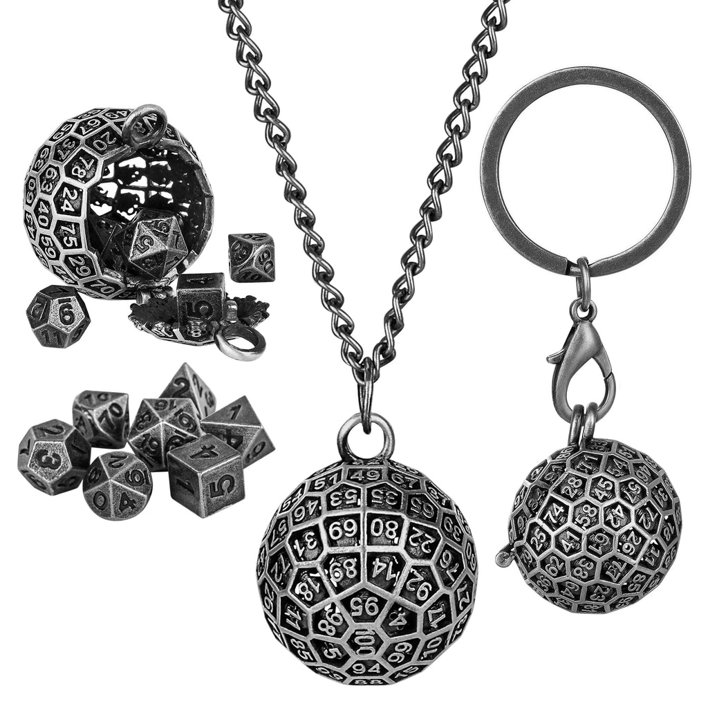 DIEACE D&D 100-Sided Keychain Metal Dice Set