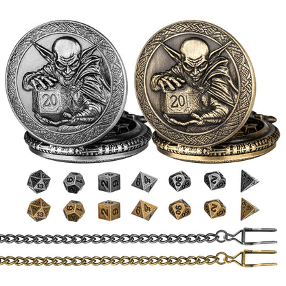 DIEACE D&D Goblin Pocket Watch Metal Dice Set
