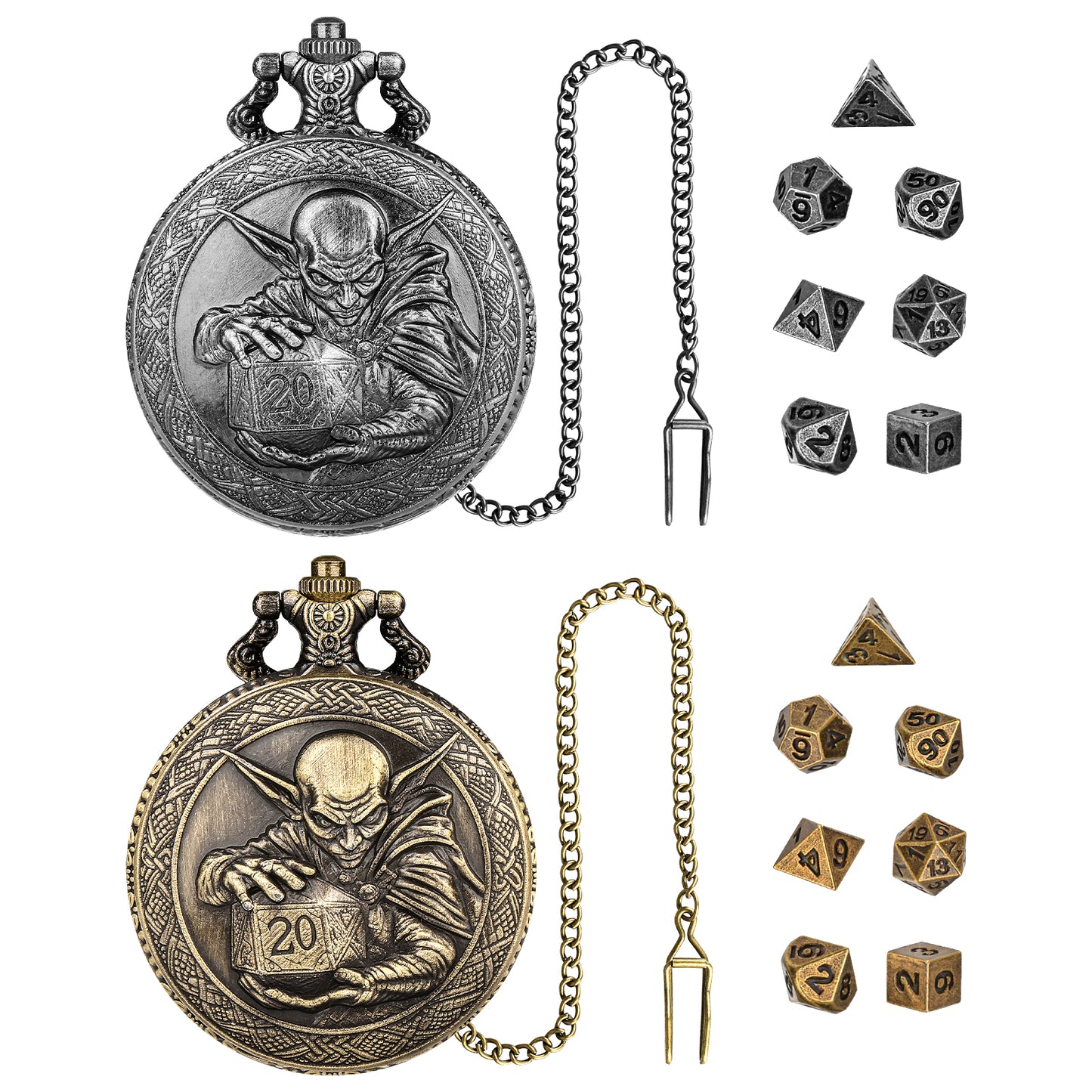 DIEACE D&D Goblin Pocket Watch Metal Dice Set