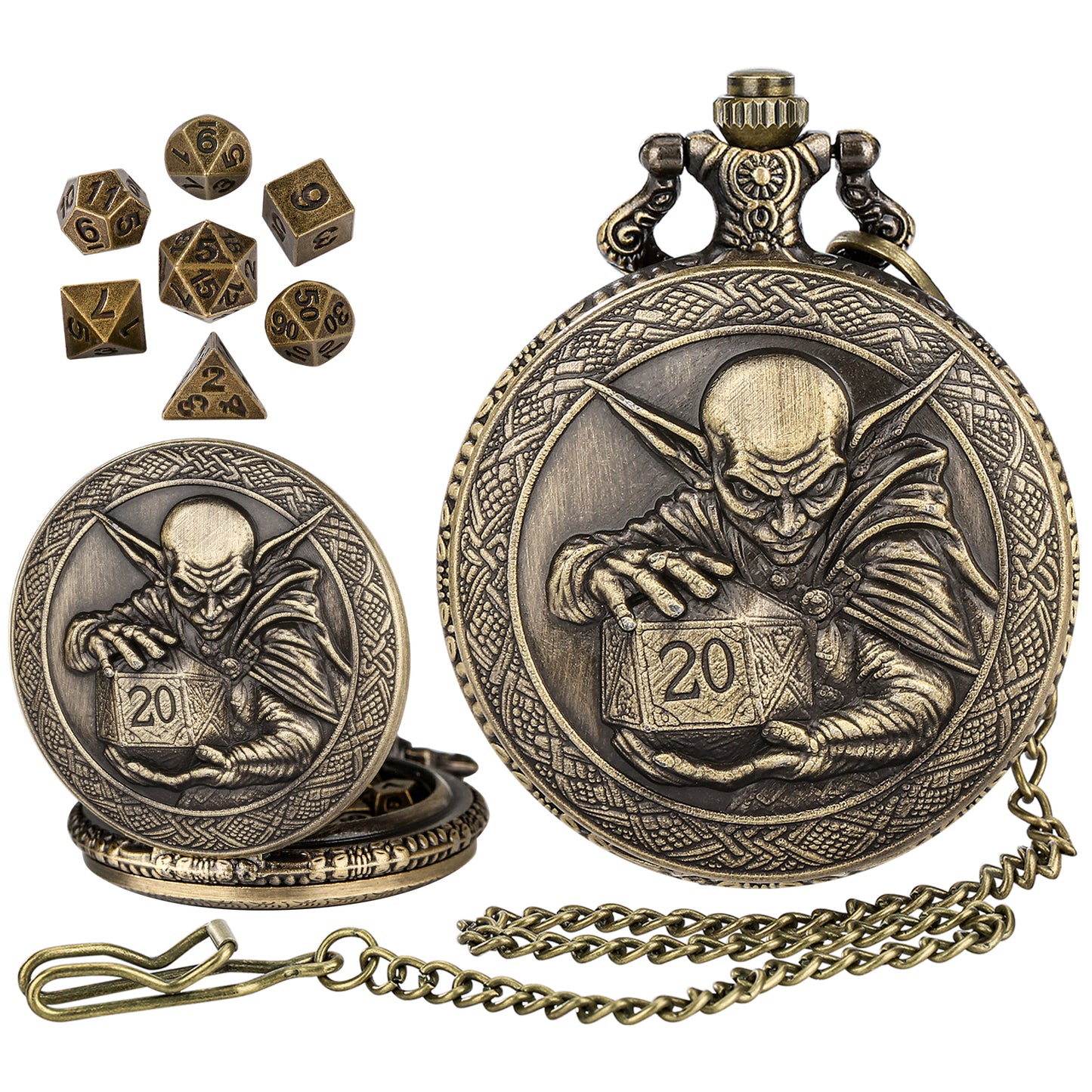 DIEACE D&D Goblin Pocket Watch Metal Dice Set
