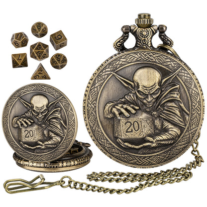 DIEACE D&D Goblin Pocket Watch Metal Dice Set
