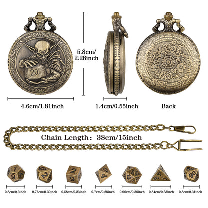 DIEACE D&D Goblin Pocket Watch Metal Dice Set
