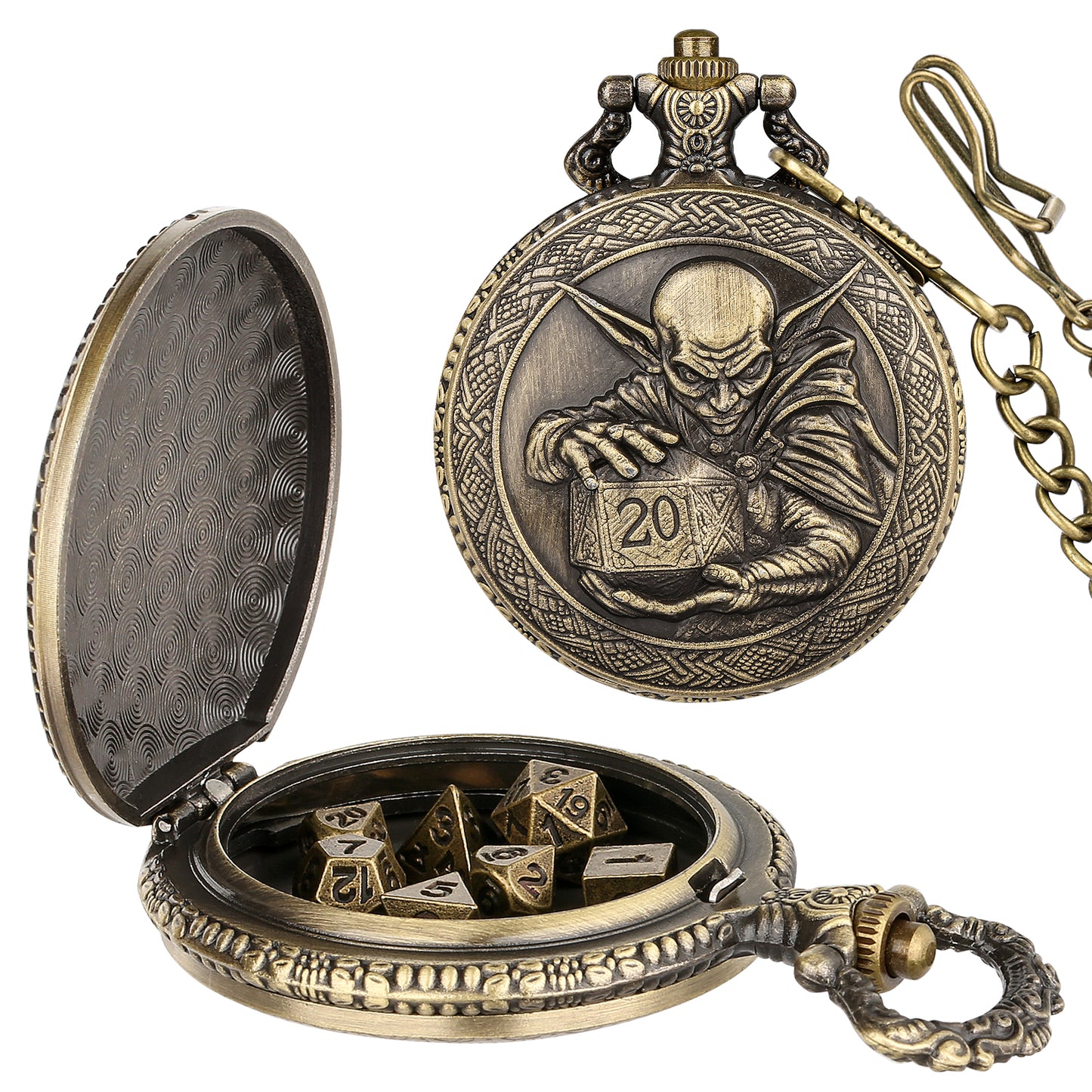 DIEACE D&D Goblin Pocket Watch Metal Dice Set