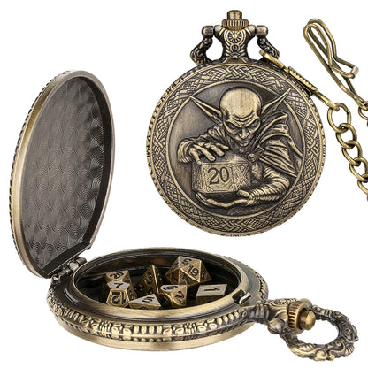 DIEACE D&D Goblin Pocket Watch Metal Dice Set