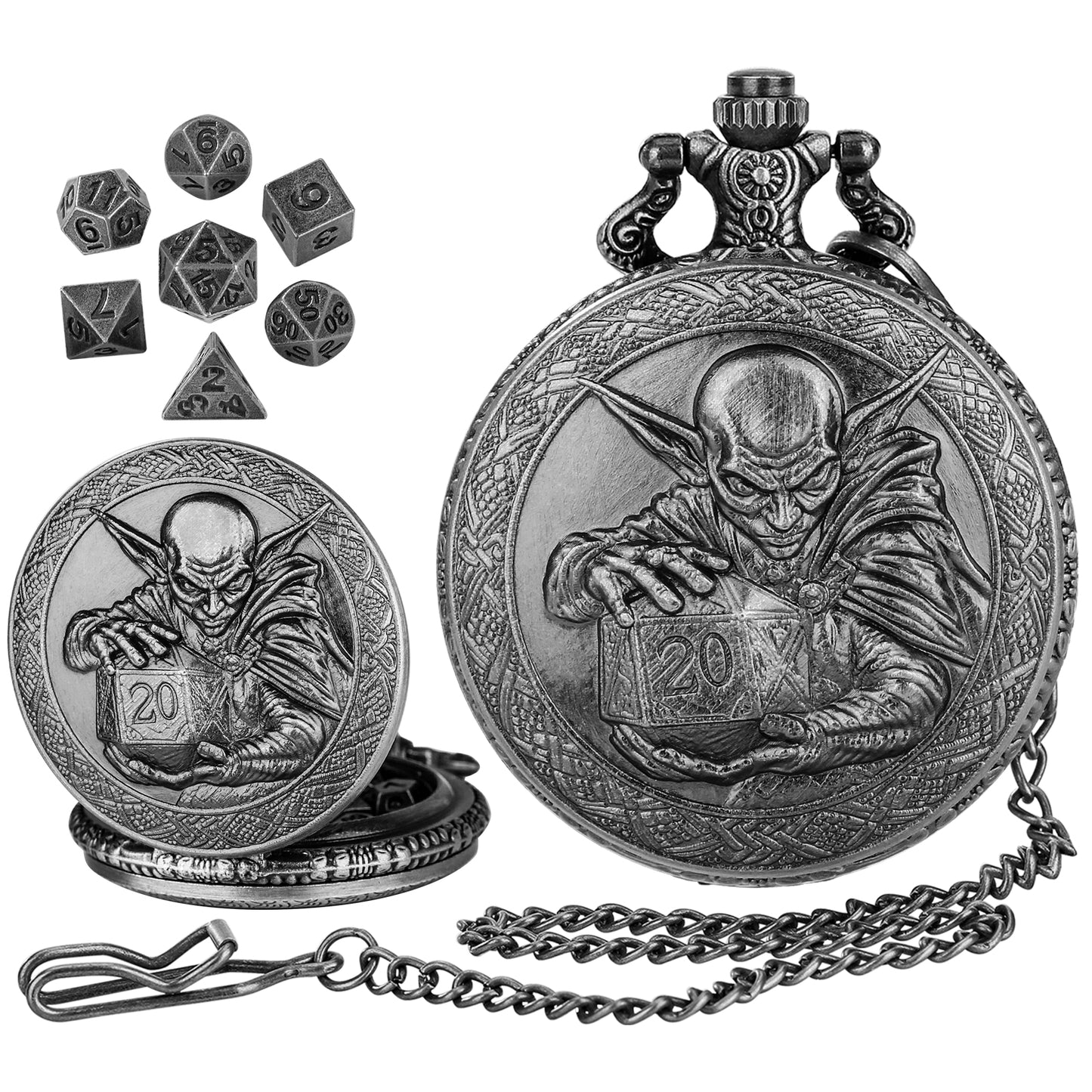 DIEACE D&D Goblin Pocket Watch Metal Dice Set