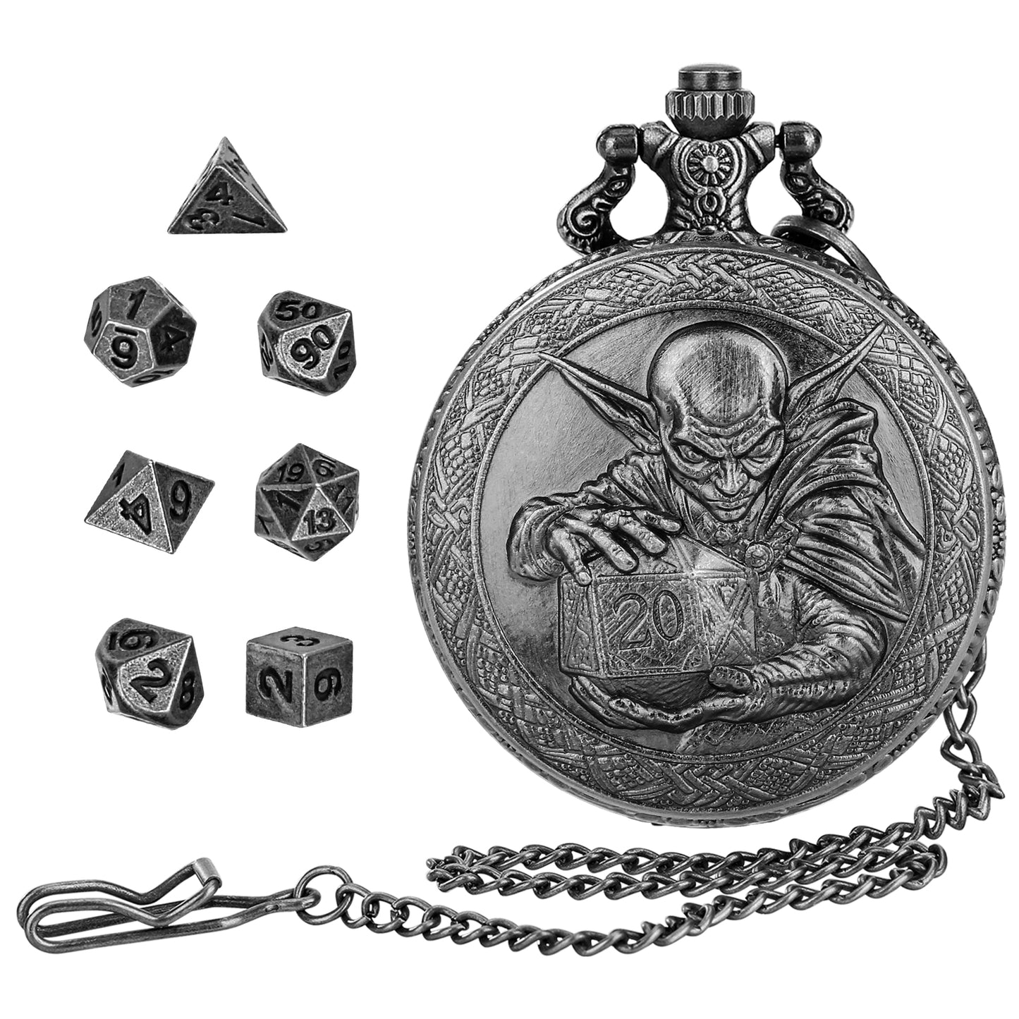 DIEACE D&D Goblin Pocket Watch Metal Dice Set