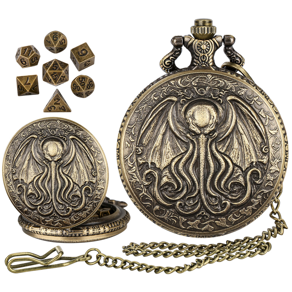 DIEACE COC Great Old One Metal Pocket Watch Dice Set