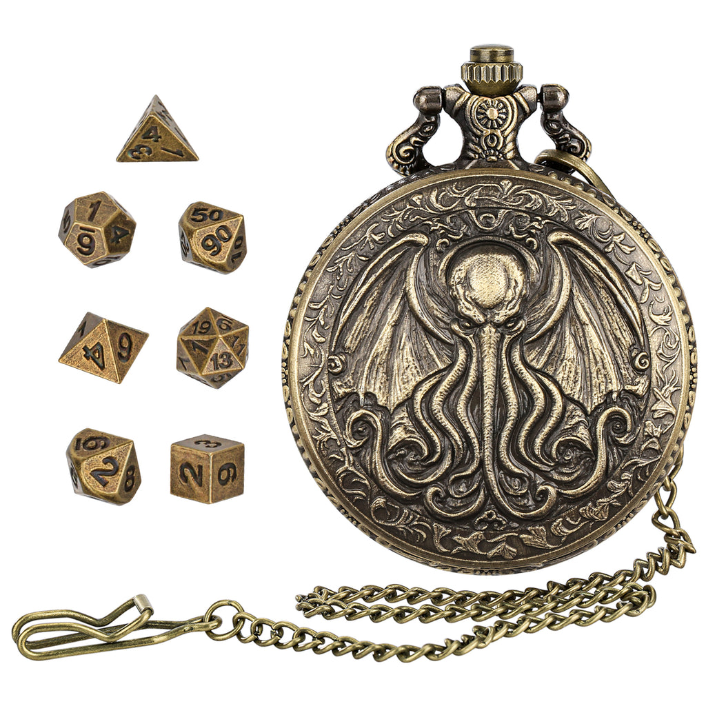 DIEACE COC Great Old One Metal Pocket Watch Dice Set