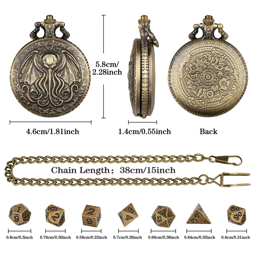 DIEACE COC Great Old One Metal Pocket Watch Dice Set