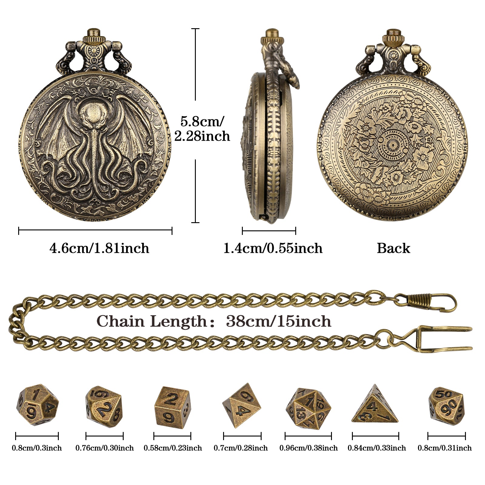 DIEACE COC Great Old One Metal Pocket Watch Dice Set
