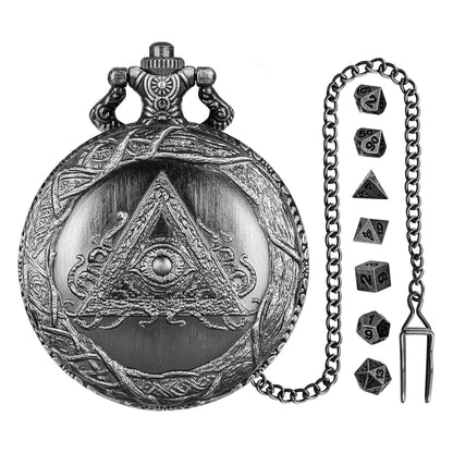 DIEACE D&D Triangle One-Eyed Pocket Watch Metal Dice Set