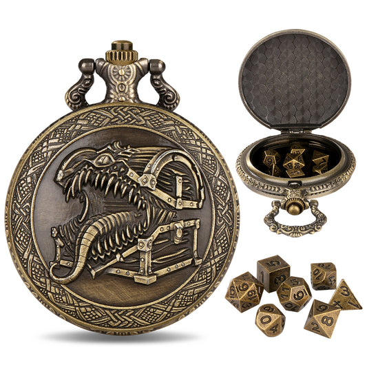 DIEACE C&C Cannibal Chest Metal Pocket Watch Dice Set