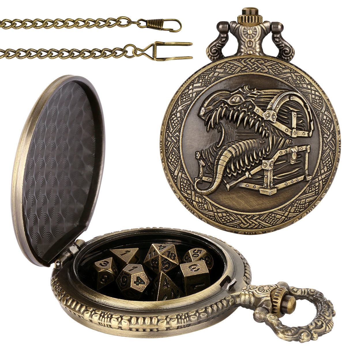 DIEACE C&C Cannibal Chest Metal Pocket Watch Dice Set
