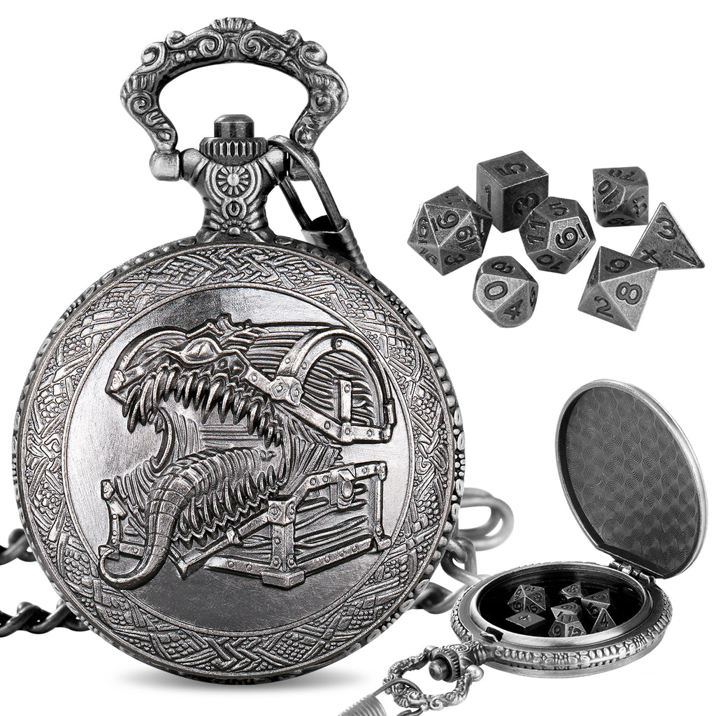DIEACE C&C Cannibal Chest Metal Pocket Watch Dice Set