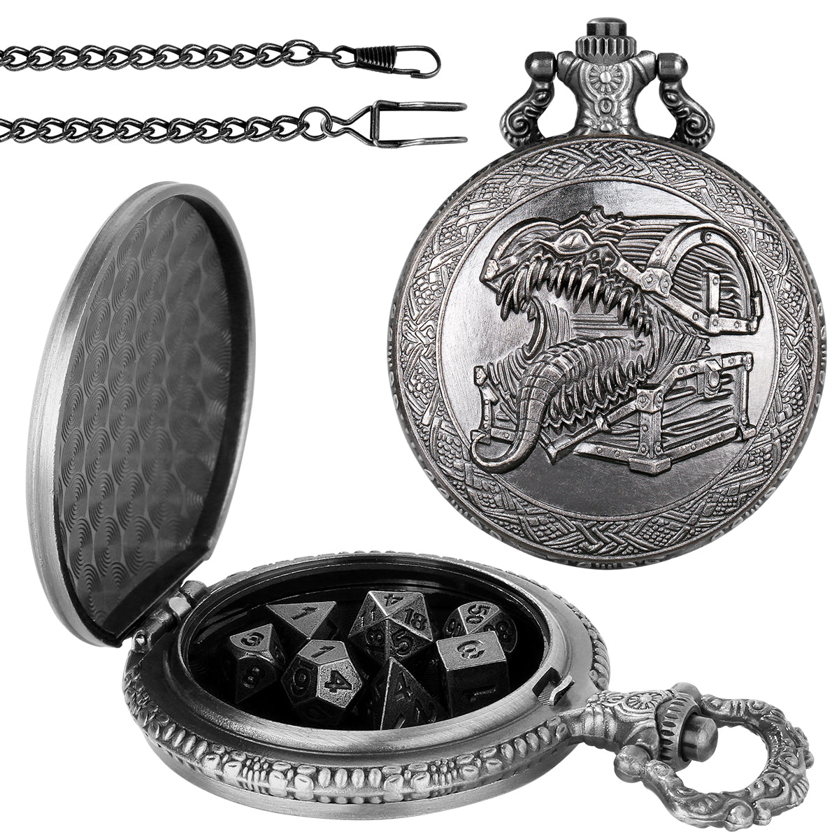 DIEACE C&C Cannibal Chest Metal Pocket Watch Dice Set