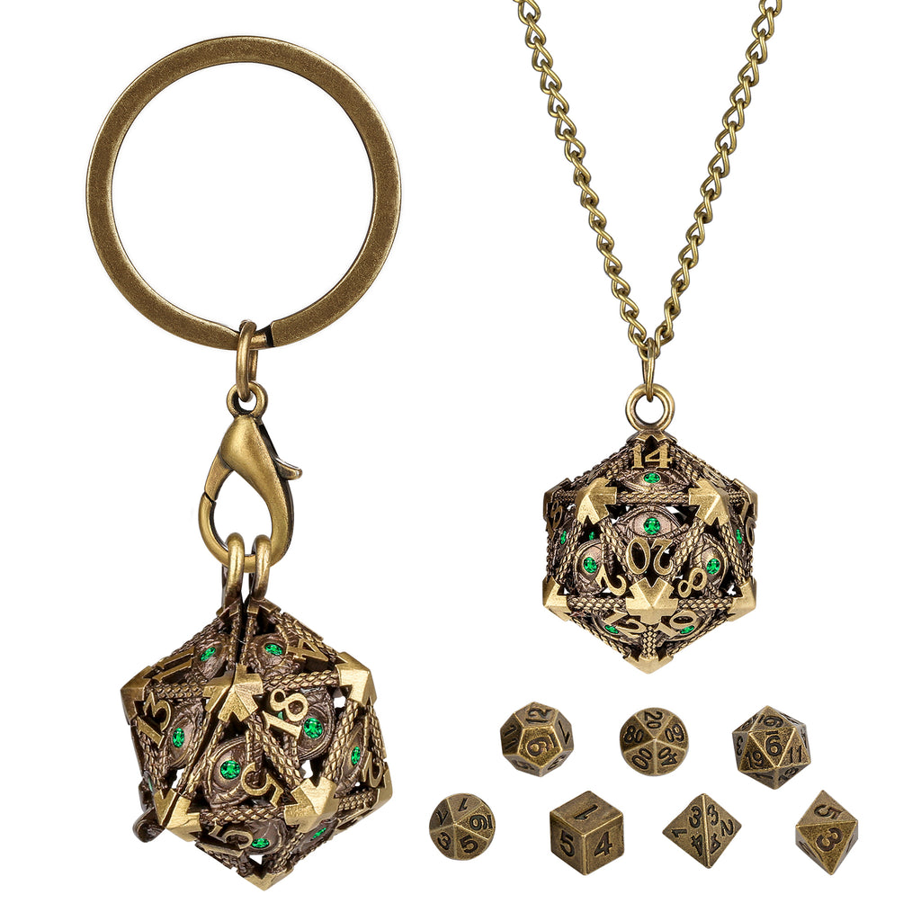 DIEACE C&C Dragon Eye Gem Keychain Metal Dice Set