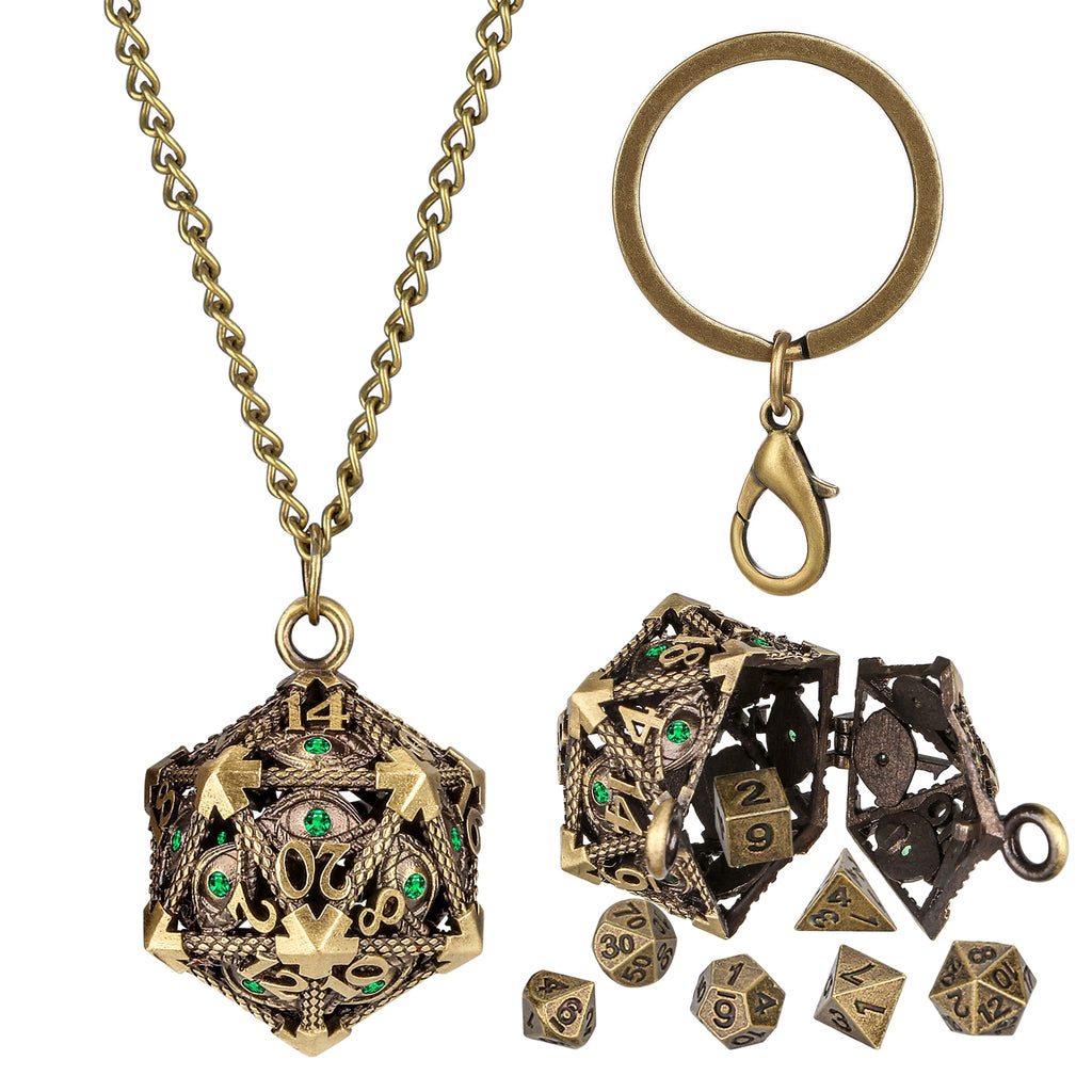 DIEACE C&C Dragon Eye Gem Keychain Metal Dice Set