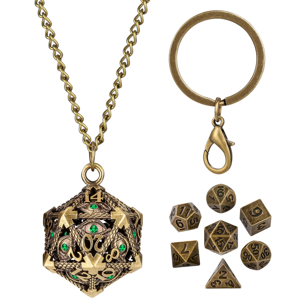 DIEACE C&C Dragon Eye Gem Keychain Metal Dice Set