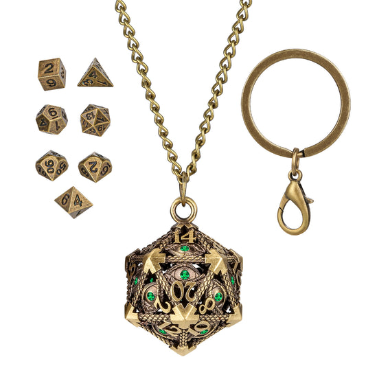DIEACE C&C Dragon Eye Gem Keychain Metal Dice Set
