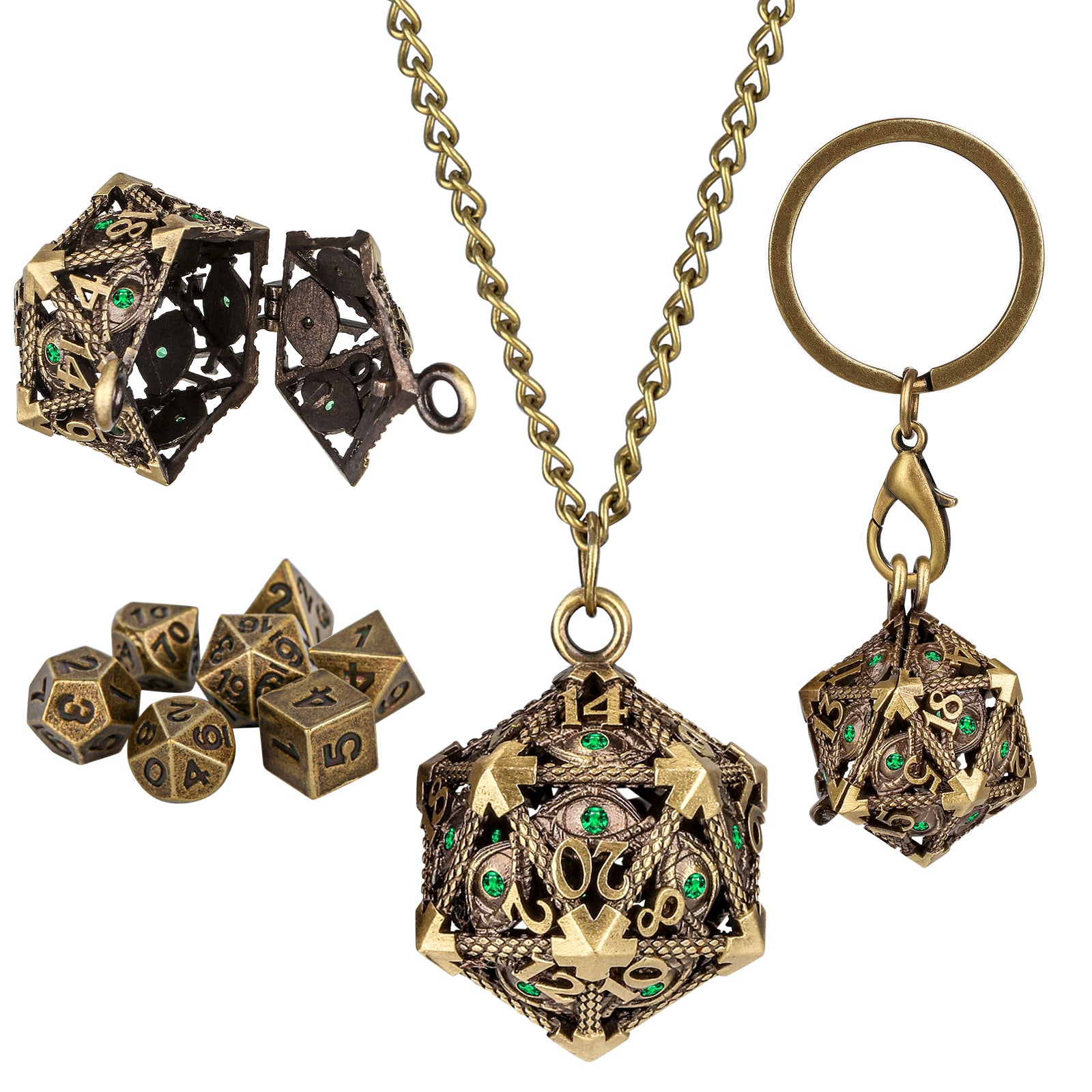 DIEACE C&C Dragon Eye Gem Keychain Metal Dice Set