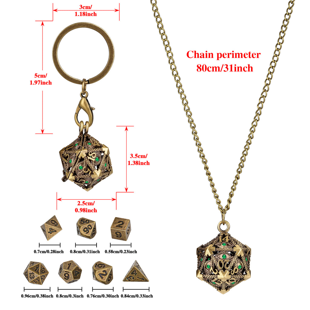 DIEACE C&C Dragon Eye Gem Keychain Metal Dice Set