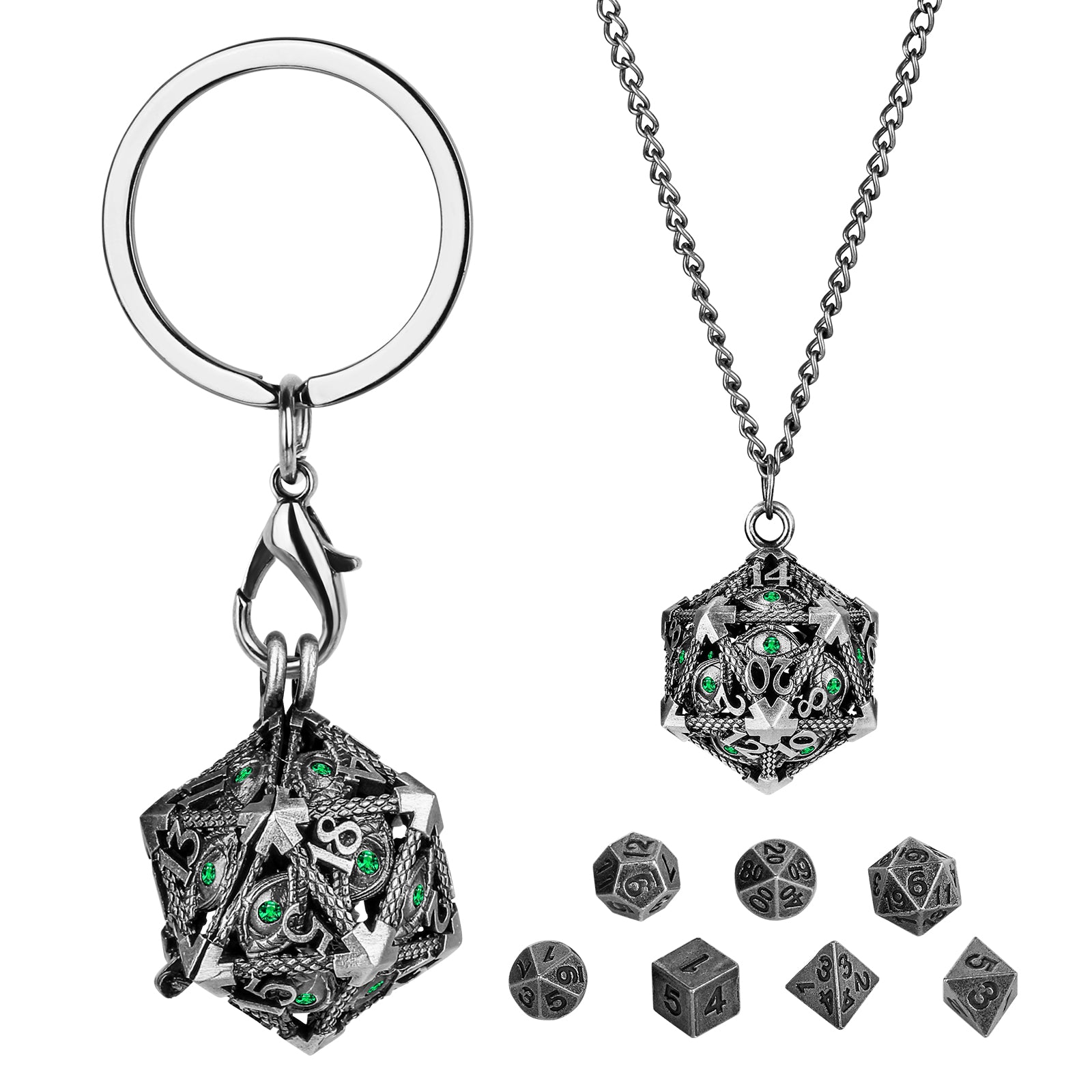 DIEACE C&C Dragon Eye Gem Keychain Metal Dice Set