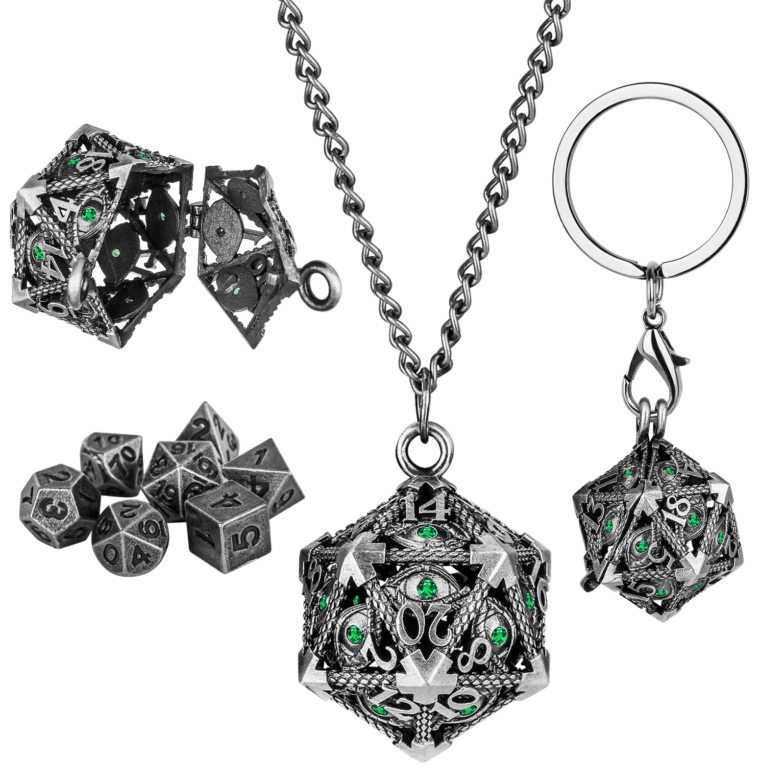 DIEACE C&C Dragon Eye Gem Keychain Metal Dice Set