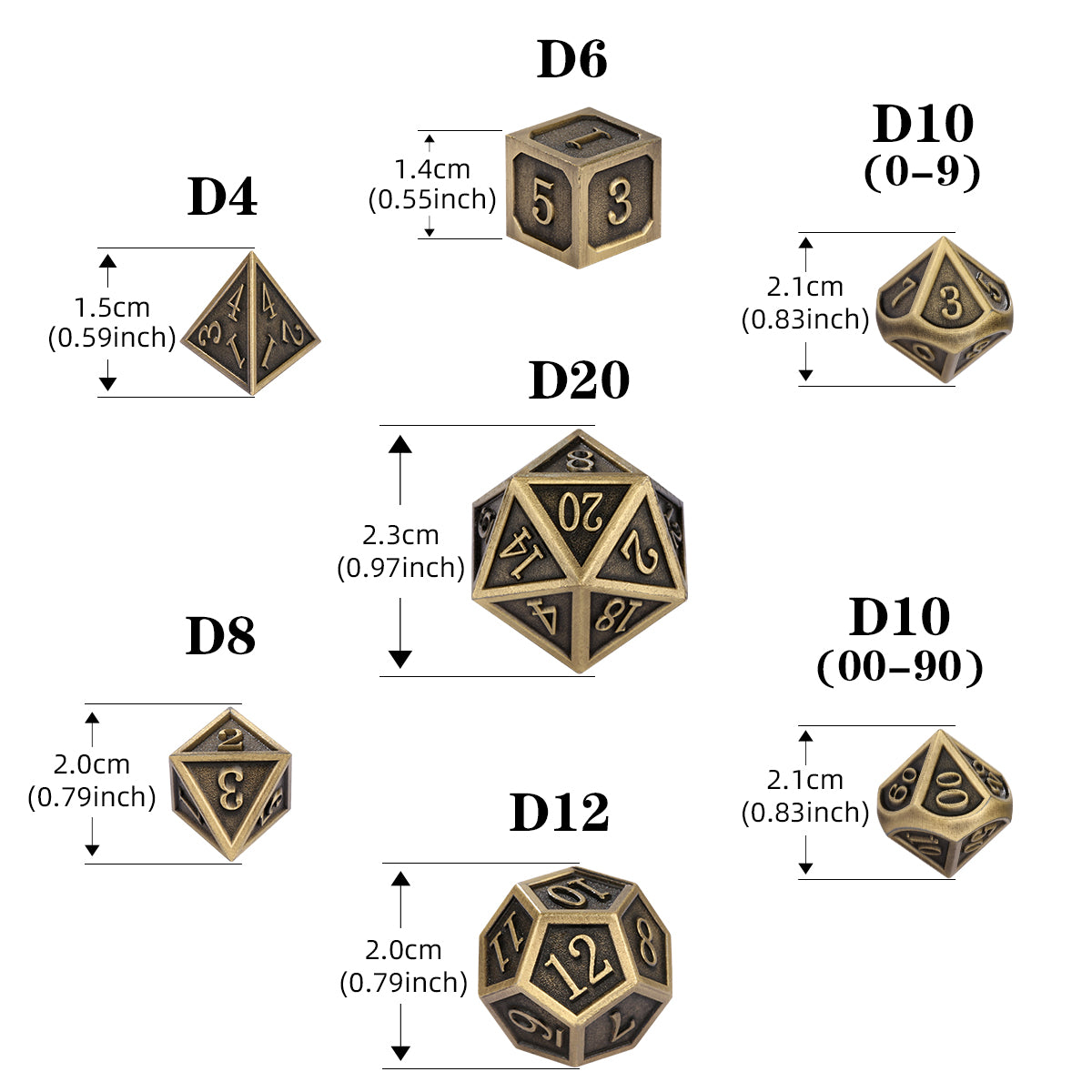 DIEACE D&D Solid Metal Dice Set