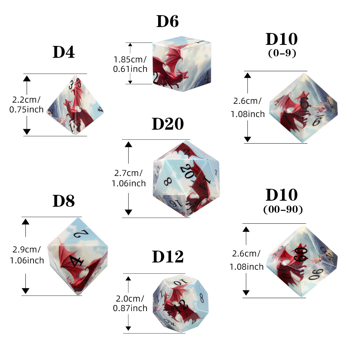 DIEACE D&D 3D Printed Flying Dragon Dice Set