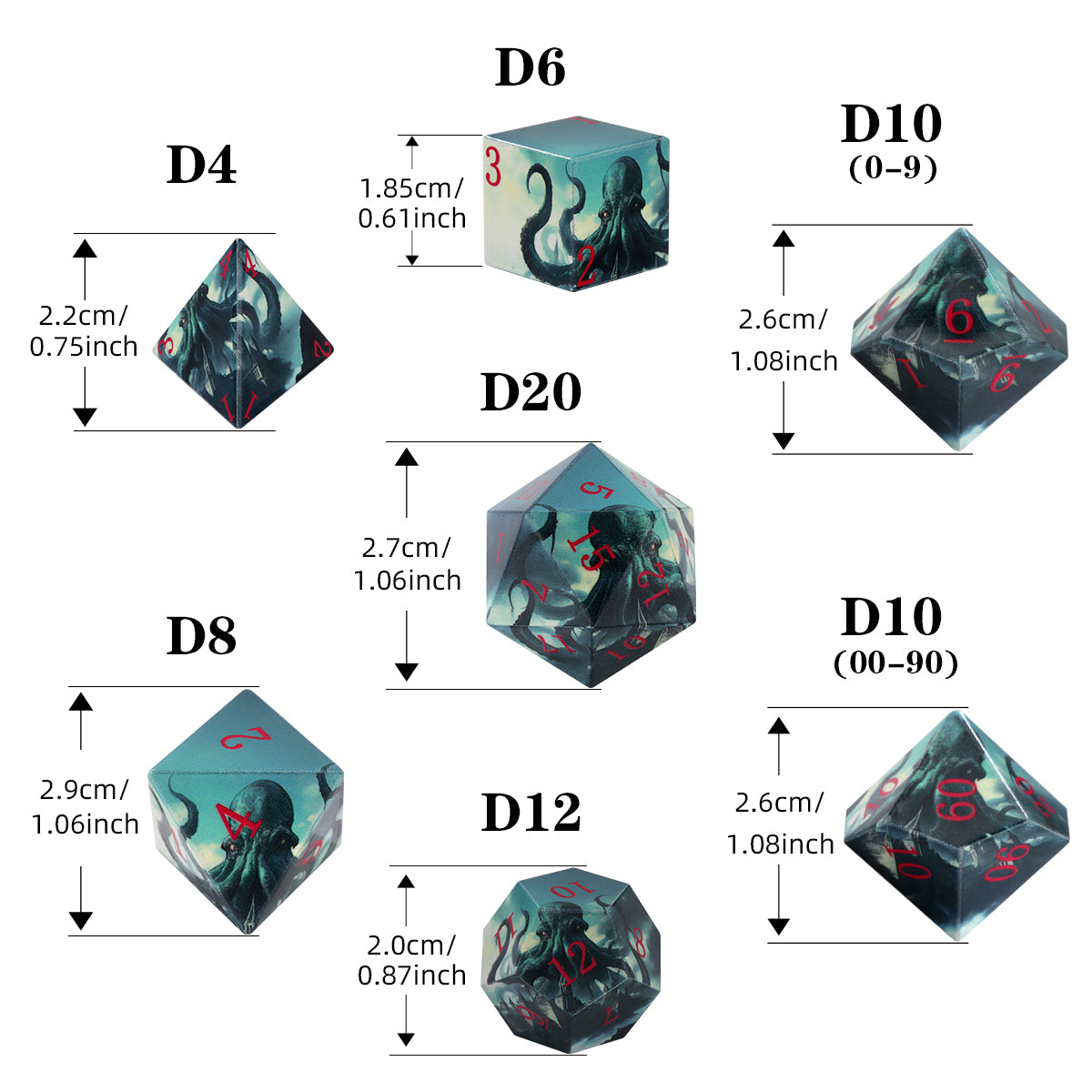 DIEACE C&C 3D Printed Octopus Dice Set