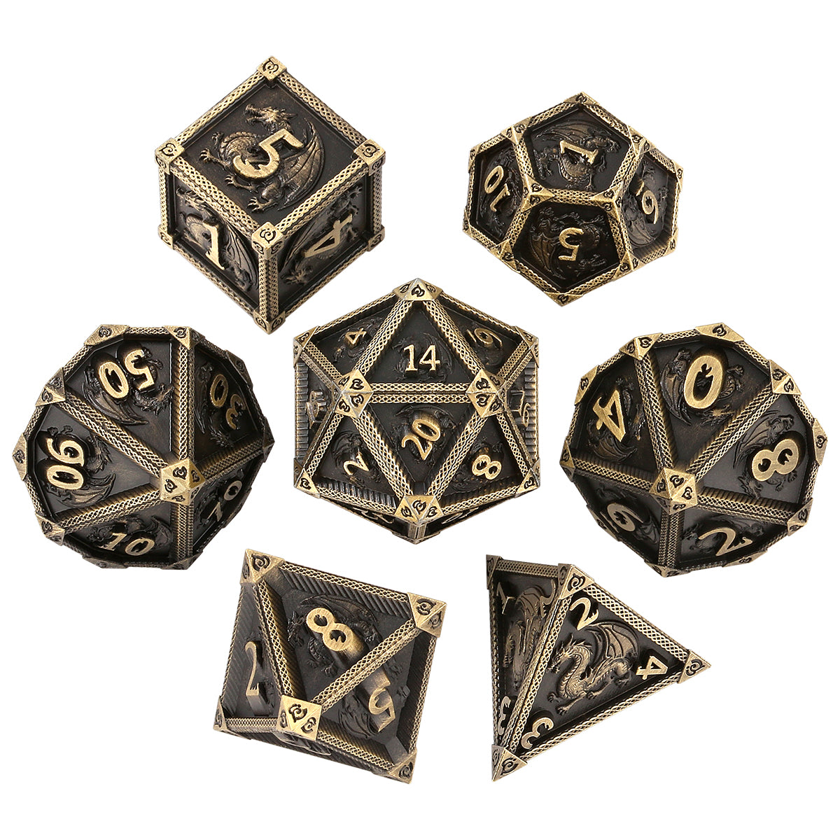 DIEACE D&D Flying Dragon Metal Dice Set