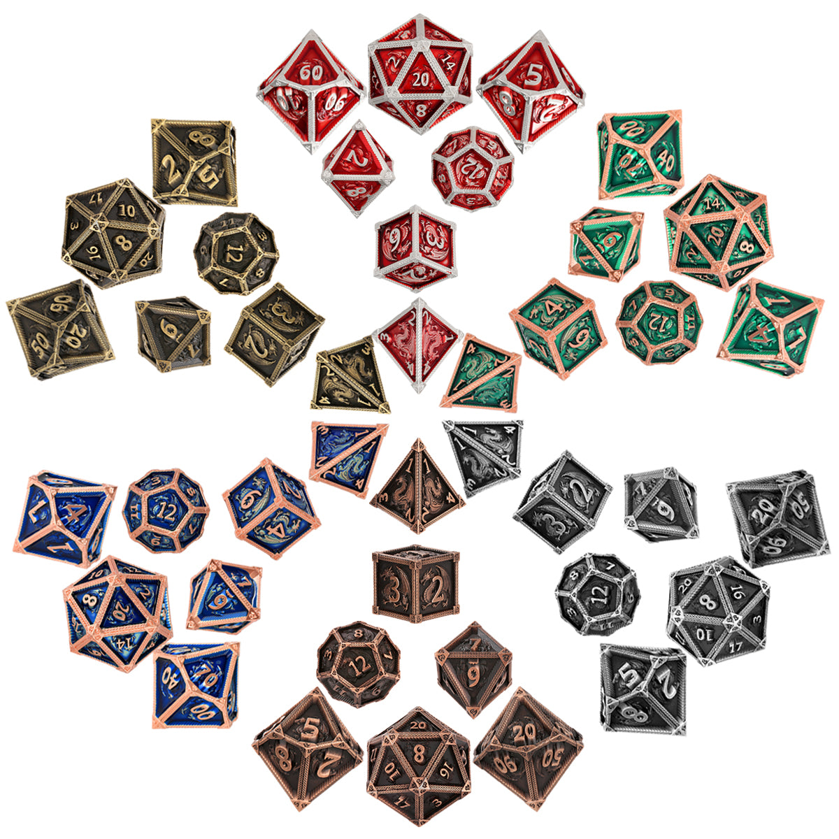 DIEACE D&D Flying Dragon Metal Dice Set