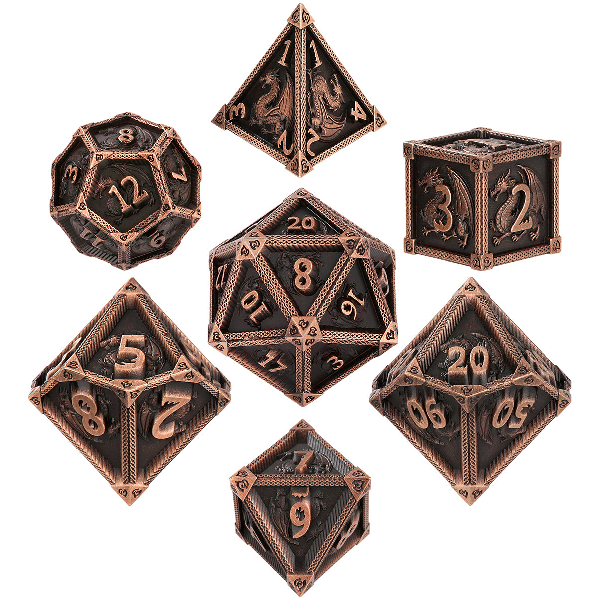 DIEACE D&D Flying Dragon Metal Dice Set