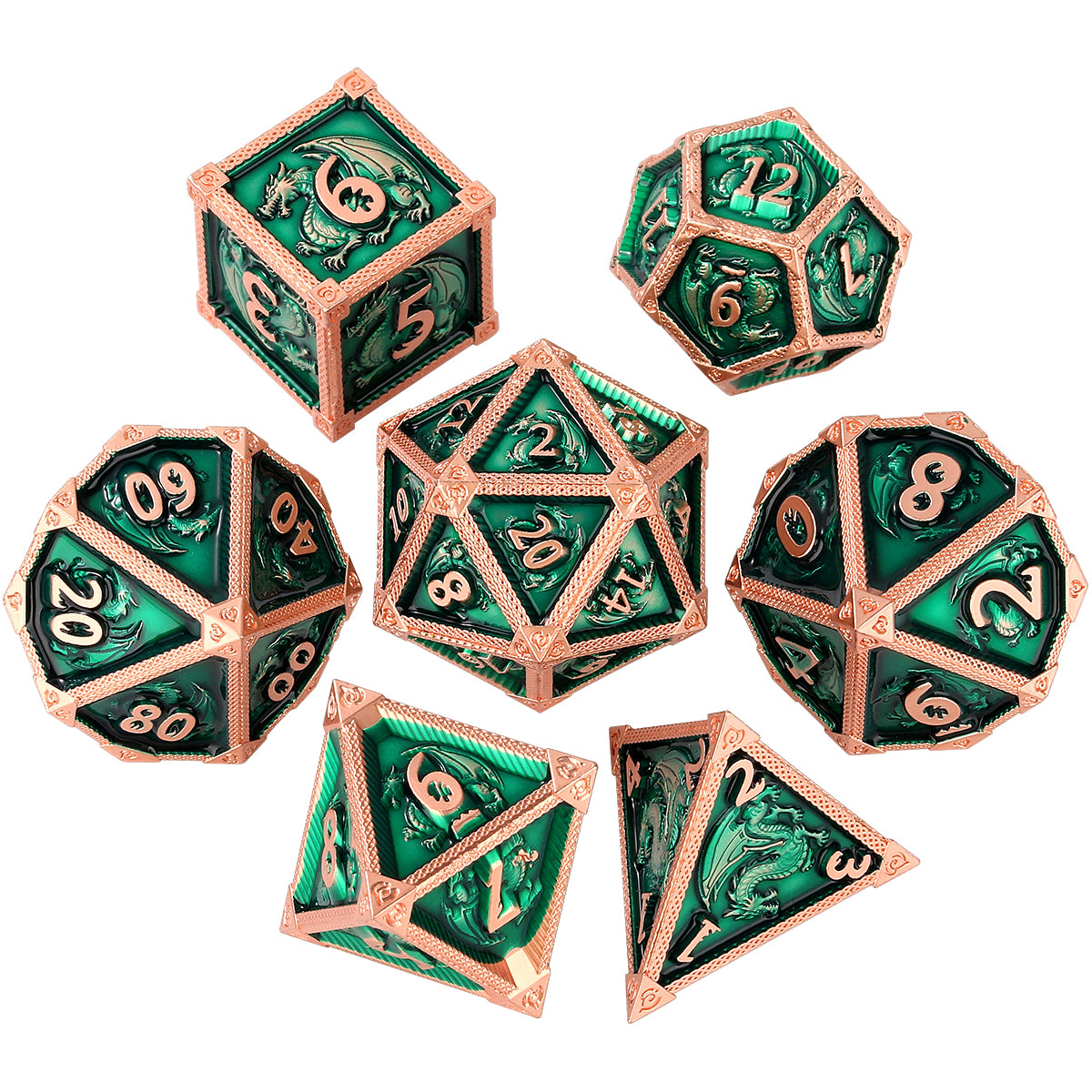DIEACE D&D Flying Dragon Metal Dice Set