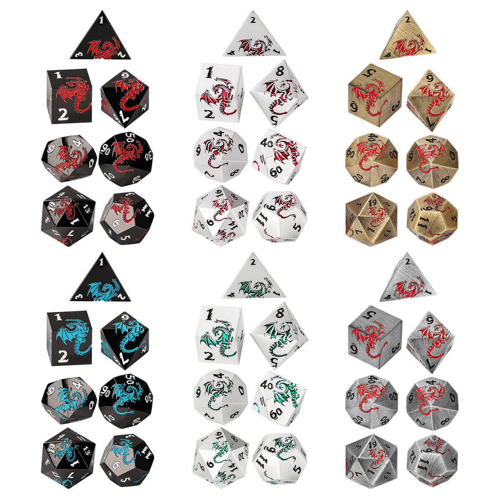 DIEACE D&D Colorful Flying Dragon Metal Dice Set