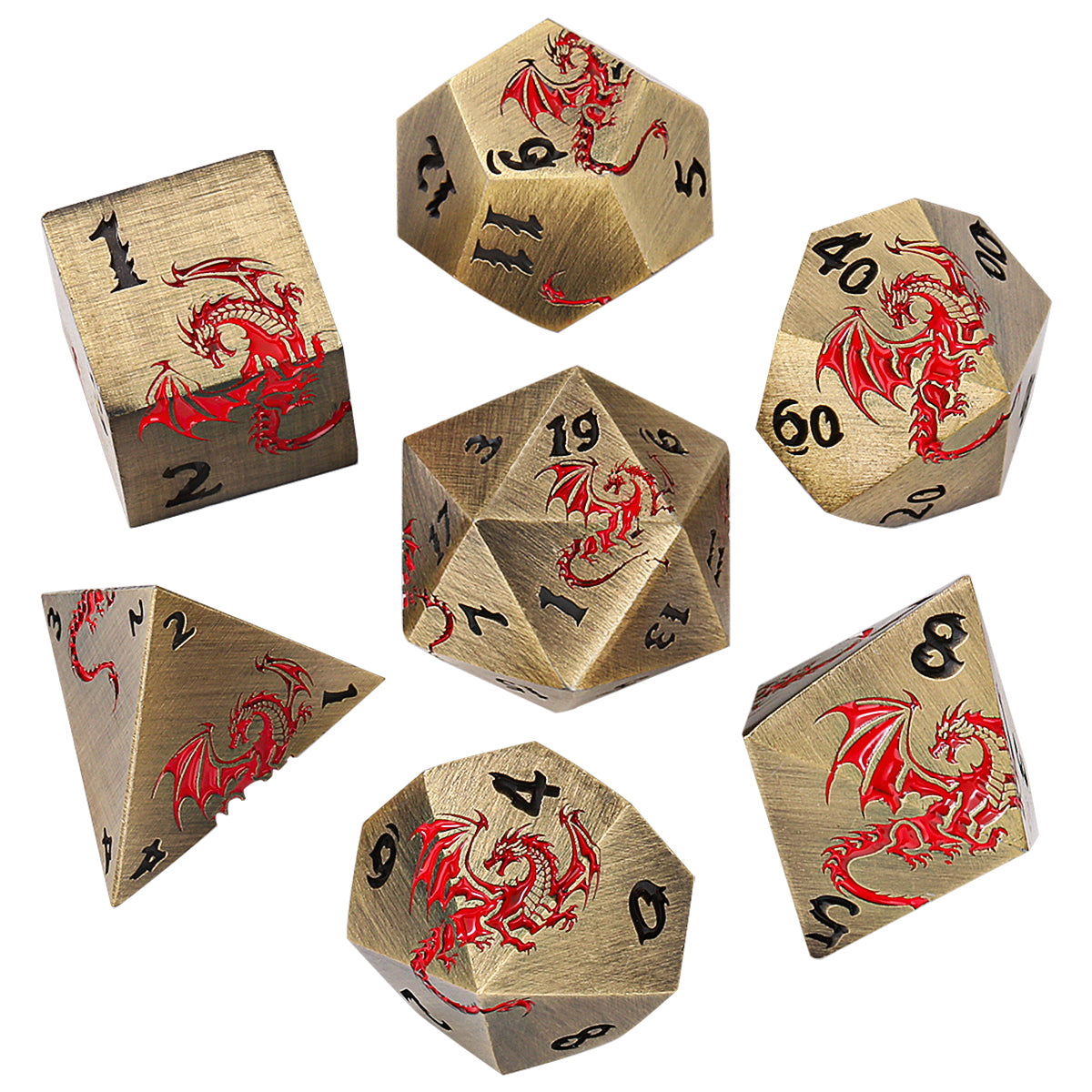 DIEACE D&D Colorful Flying Dragon Metal Dice Set