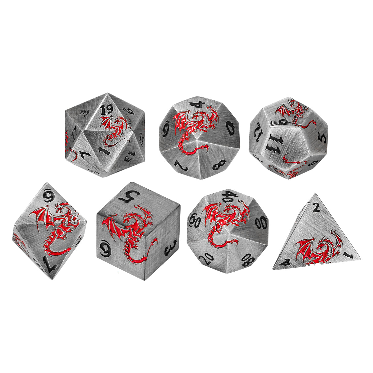 DIEACE D&D Colorful Flying Dragon Metal Dice Set