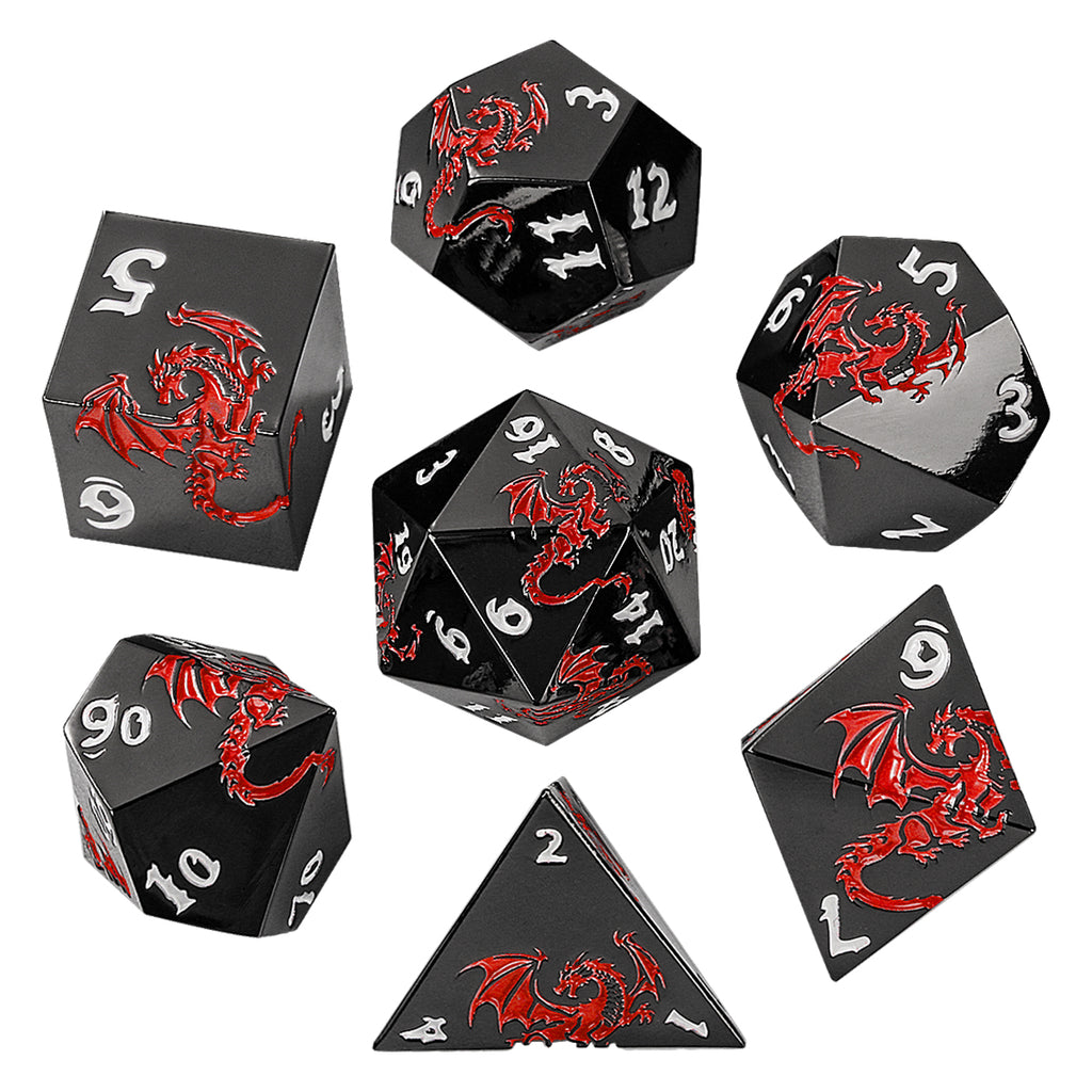 DIEACE D&D Colorful Flying Dragon Metal Dice Set