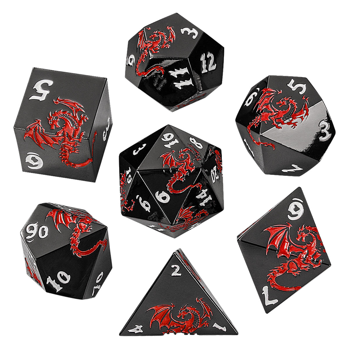 DIEACE D&D Colorful Flying Dragon Metal Dice Set