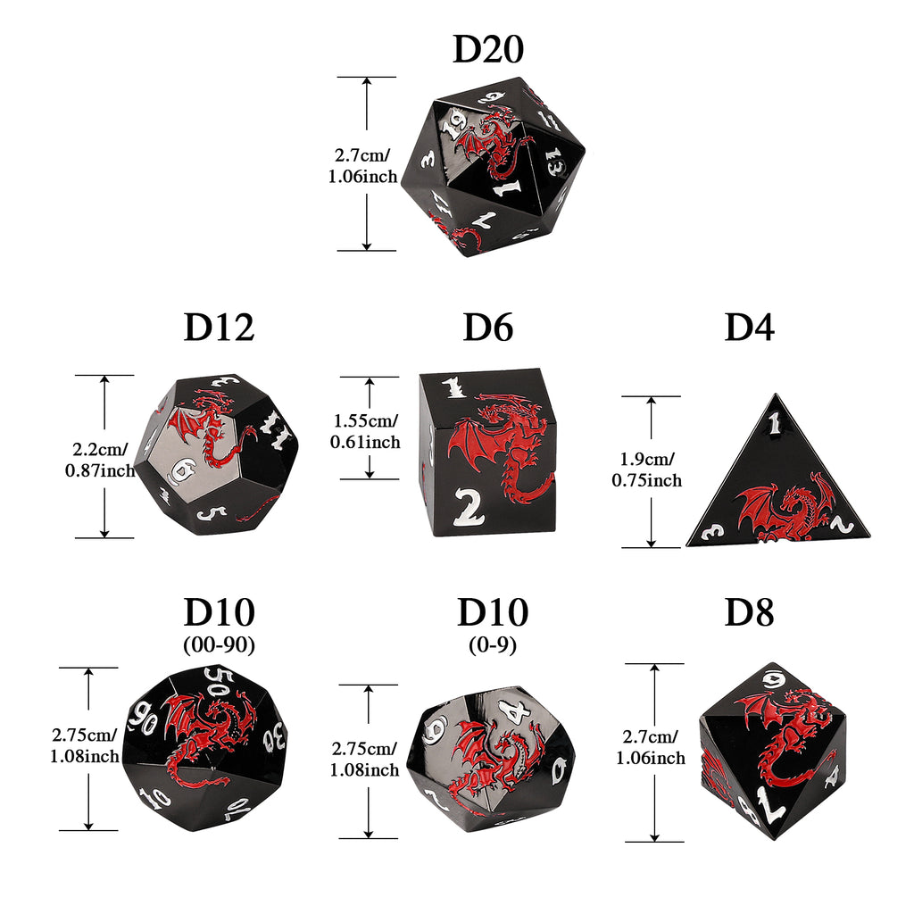 DIEACE D&D Colorful Flying Dragon Metal Dice Set